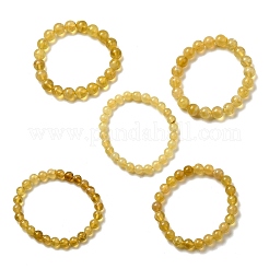 Bracelets extensibles en perles rondes d'opale jaune naturelle pour femmes&nbsp;BJEW-L712-A02