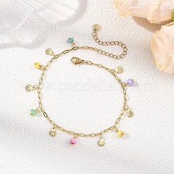 Collane da donna con ciocche di conchiglie naturali oceaniche e catena a graffetta a forma di conchiglia in acciaio inossidabile 304 con nappe.&nbsp;AJEW-AN00810