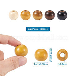 100шт 5 цвета деревянные бусины&nbsp;WOOD-CD0001-13