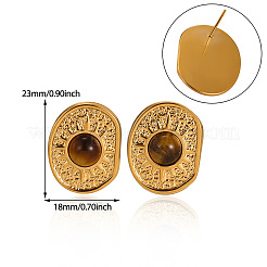 Orecchini a perno in acciaio inossidabile 304 e occhio di tigre naturale&nbsp;WG09903-01