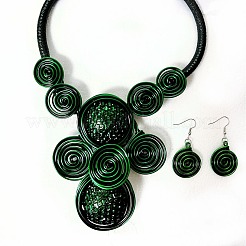 Комплекты из плоских круглых подвесок из сплава с алюминиевой проволокой и смоляных серег&nbsp;FS-WGE4BA0-01