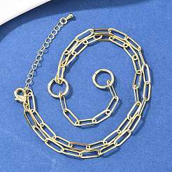 Halsketten aus Messing-Büroklammern und Lariat&nbsp;NJEW-H087-06G-G