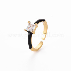 Anillos de brazalete de latón esmaltado&nbsp;RJEW-T016-32B-NF