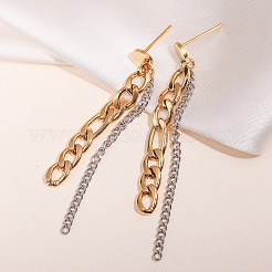 Серьги-гвоздики с цепочкой из нержавеющей стали 304 и кисточкой&nbsp;WGAE672-01