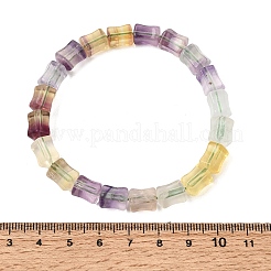Bracelets extensibles en perles de bambou et fluorite arc-en-ciel naturelle pour femmes&nbsp;GG-CBA3F02-03