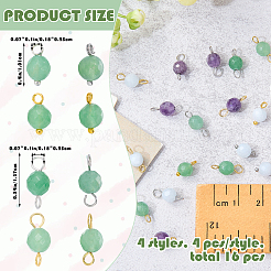 16 pz 4 pendenti rotondi in avventurina verde naturale e ciondoli con connettore&nbsp;PALLOY-SW00069
