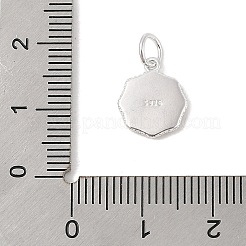 925 ciondolo rotondo piatto in argento sterling smaltato con cuore con anelli di congiunzione e 925 timbri&nbsp;STER-D288-04S-03