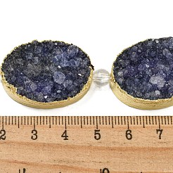 Fili di perle di cristallo di quarzo drusy naturale ovale tinto placcato oro&nbsp;G-F144-08