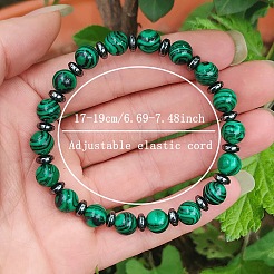 Браслеты из синтетического малахита и немагнитного гематита с бусинами для унисекс&nbsp;NO2421