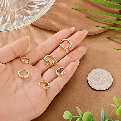 6 pieza de pendientes de aro de latón con micropavé de circonita cúbica transparente de 3 estilos&nbsp;EJEW-TA0001-90B