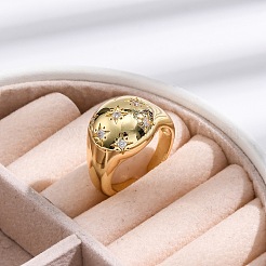 Кольца-манжеты для пальцев с покрытием из латуни с микропаве из прозрачного кубического циркония для женщин&nbsp;RJEW-M028-22G-02