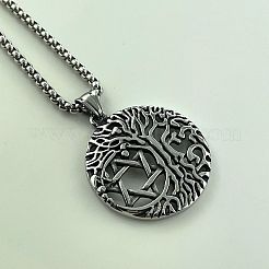 Винтажное ожерелье из нержавеющей стали 304 с подвеской в виде дерева жизни и звезды Давида для мужчин&nbsp;RS4440