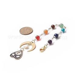 4pcs 4 décorations de pendentif de chakra de pierres précieuses mélangées naturelles et synthétiques de style&nbsp;HJEW-JM00922