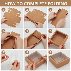 Квадратные бумажные коробки для печенья с прозрачным окном из ПВХ&nbsp;CON-WH0098-16A-03