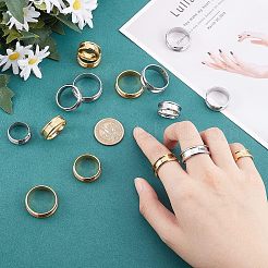 16 Stück 16 Stil 201 Edelstahl geriffelte Fingerring-Einstellungen&nbsp;STAS-PH0004-39