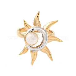 Кольца с лунным камнем из нержавеющей стали 304 для женщин&nbsp;RJEW-B137-01