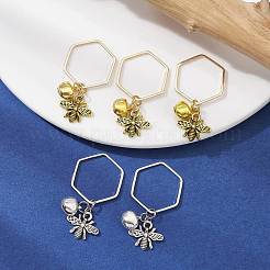 Décoration pendentif abeilles en alliage et cloche en fer&nbsp;HJEW-JM01307