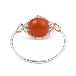 Anello da dito con perline intrecciate con pietre preziose naturali&nbsp;RJEW-JR00588-01