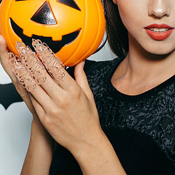 10 шт. полые железные накладки на ногти для пальцев&nbsp;MRMJ-GL0001-20G