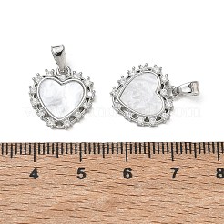 Laiton serti de micro-pavés de zircone cubique transparente avec breloques en acrylique blanc&nbsp;CU-CBA5C42-14P