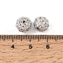 925 perline in argento sterling con micro pavé di zirconi cubici trasparenti e rosa intenso&nbsp;SE-CBAF1B2-06P