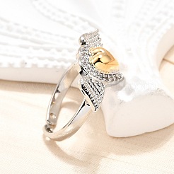 Кольца-манжеты в готическом стиле из латуни с микропаве из прозрачных кубических цирконий для женщин&nbsp;RJEW-U051-02B-GP