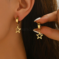 Серьги-кольца из нержавеющей стали в форме полых звезд&nbsp;LY6025