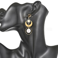 Pendientes colgantes con perlas keshi naturales y conectores de latón.&nbsp;EJEW-JE07457