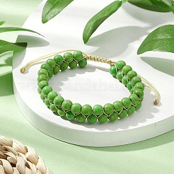 Bracciali di perline intrecciate in turchese sintetico rotondo&nbsp;BJEW-JB11160-03
