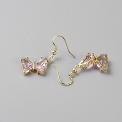 Orecchini pendenti a farfalla con zirconi cubici&nbsp;EJEW-WH0050-01G-04