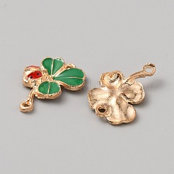 Marienkäfer Kleeblatt Legierung Emaille Verbindungsstück Charms&nbsp;FIND-WH0139-330A-01KCG