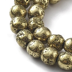 Fili di perle di roccia lavica naturale elettrodeposta&nbsp;G-A251-B01-01F