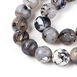 Нити окрашенных и нагретых натуральных агатовых бус с огненным кракелюром&nbsp;G-N359-01B-04