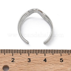 Offene Manschettenringe aus dreifach gewelltem Edelstahl 304 für Damen&nbsp;RJEW-A095-02P