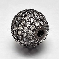 Micro ottone rotondi spianare perline cubic zirconia&nbsp;ZIRC-N016-01B-10mm