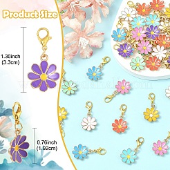 50 шт. 10 стиля подвесных украшений в виде цветов из сплава и эмали&nbsp;HJEW-YW00268