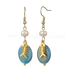 Pendientes colgantes de acero inoxidable 304 con concha de agua dulce de color AB&nbsp;EJEW-JE07382