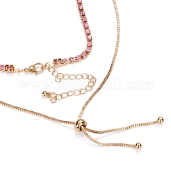 Colliers pendentifs en strass en alliage et ensembles de colliers coulissants réglables&nbsp;NJEW-Z012-03RG