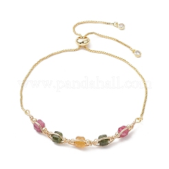 Браслеты-слайдеры из натуральных разноцветных кубических бусин турмалина&nbsp;BJEW-JB13345-01