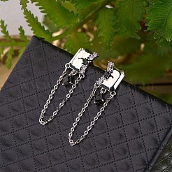 Losange en strass avec boucles d'oreilles pendantes à pompon en chaîne&nbsp;JE1032A