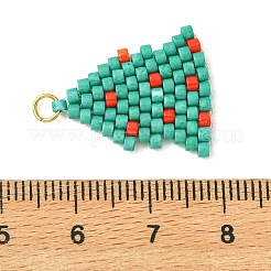 Pendentifs de Noël cylindriques en acier inoxydable 304 et perles de verre&nbsp;PALLOY-MZ01444