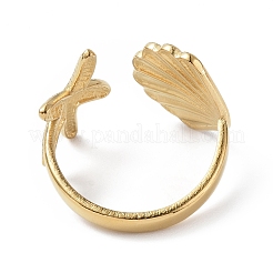 Placcatura ionica (ip) 304 acciaio inossidabile con anello polsino aperto a forma di stella marina per donna&nbsp;X-RJEW-C046-03G