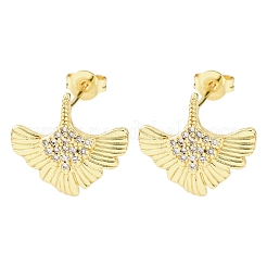 Latón micro pave aretes de circonita cúbica transparente&nbsp;EJEW-D351-10G