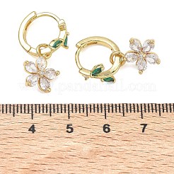 Boucles d'oreilles pendantes en laiton serties de micro-pavés de zirconiums cubiques&nbsp;EJEW-A167-13G-02