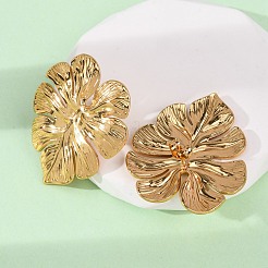 Серьги-гвоздики в форме листа из нержавеющей стали 304&nbsp;EJEW-L304-05G