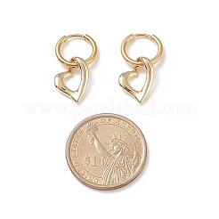 2 par de pendientes de aro colgantes de corazón de latón de 2 colores&nbsp;EJEW-JE05066