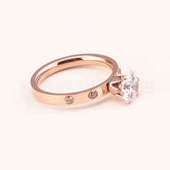 Женские кольца со стразами из нержавеющей стали 201&nbsp;FS-WGA8964-04