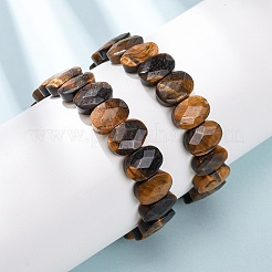Braccialetti elastici con perline sfaccettate in pietre preziose miste naturali e sintetiche per donna&nbsp;BJEW-K251-07