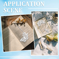 3 шт. 3 стиля бабочка и бабочка и стрекоза филигранная латунная закладка с цепочками AJEW-SC0002-93P