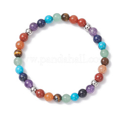 2 bracelet extensible en perles de pierres précieuses naturelles mélangées pour femmes&nbsp;BJEW-JB12607